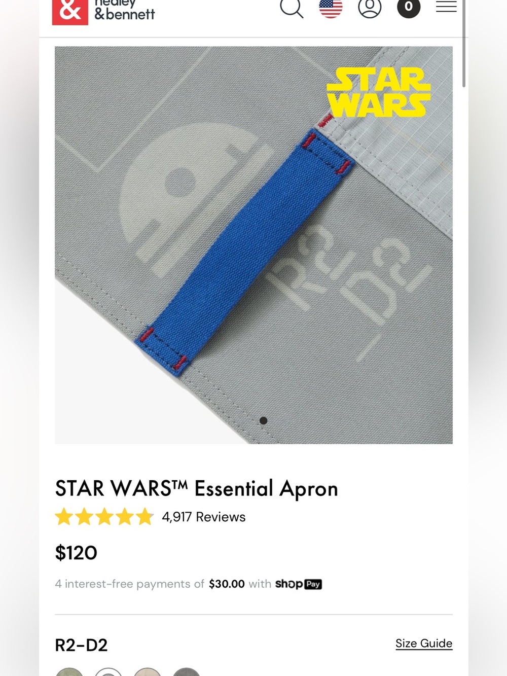 HEDLEY & BENNETT R2-D2 apron SOLD OUT - Picture 4 of 4
